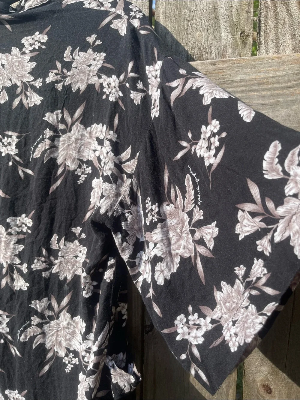 Spiritual Gangster Black and White Floral Tie-Front Kimono One Size